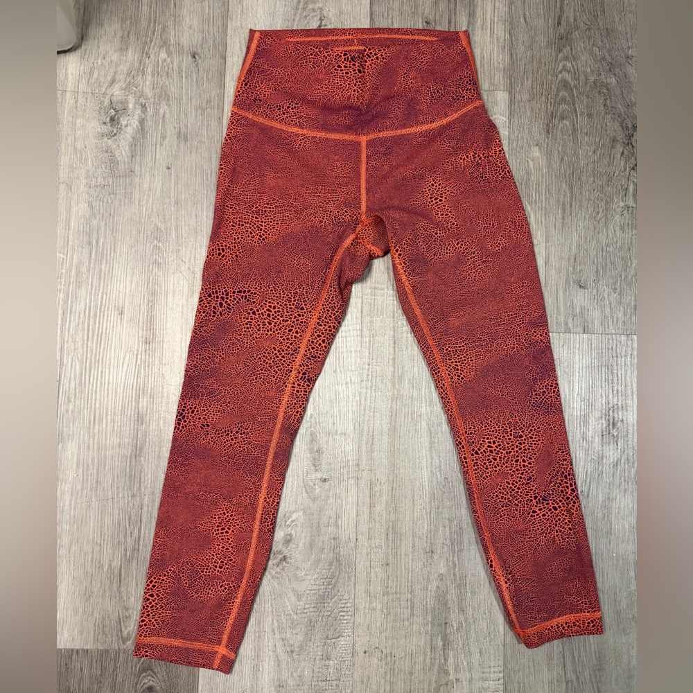lululemon athletica Orange Red Patterned High-Waist Leggings